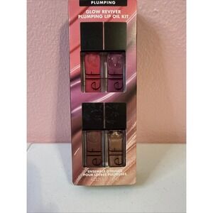 ELF Glow Reviver Plumping Lip Oil Kit 4 Piece Set Pink Purple Brown Nude New